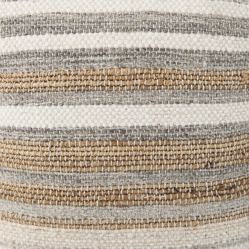 Aahana Pouf - White/Taupe/Gray
