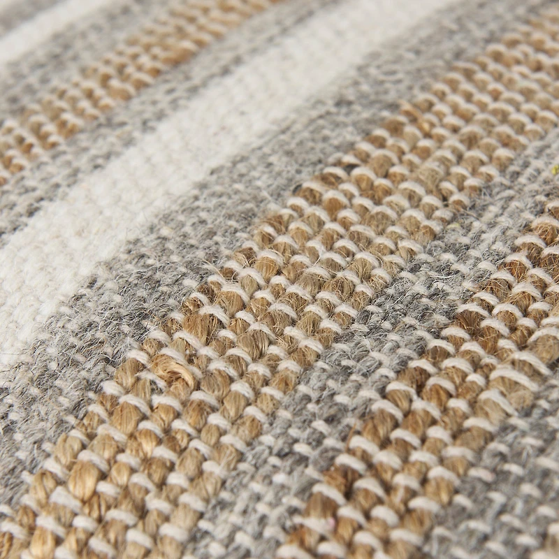 Aahana Pouf - White/Taupe/Gray
