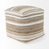 Aahana Pouf - White/Taupe/Gray