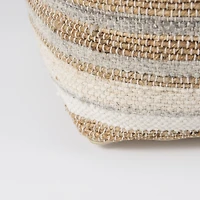 Aahana Pouf - White/Taupe/Gray