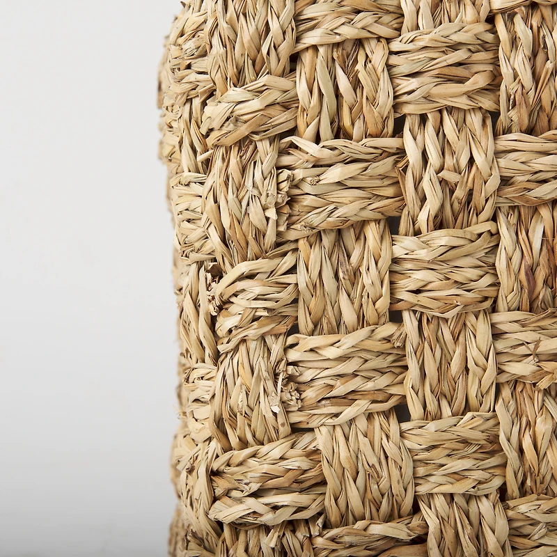 Adele - Medium Brown Seagrass Woven Square Pouf