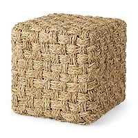 Adele - Medium Brown Seagrass Woven Square Pouf
