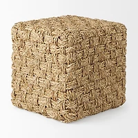 Adele - Medium Brown Seagrass Woven Square Pouf