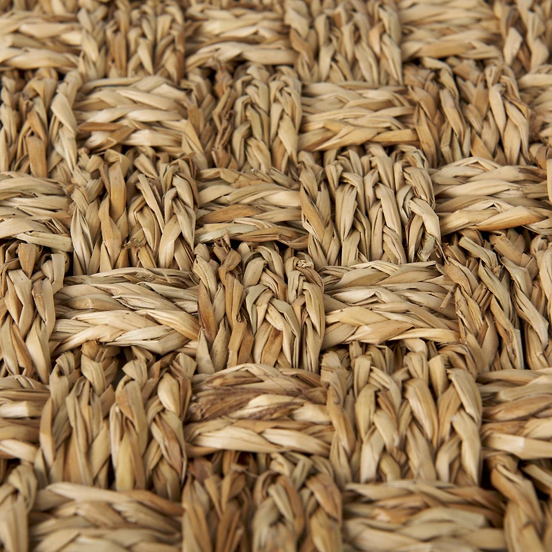 Adele - Medium Brown Seagrass Woven Square Pouf