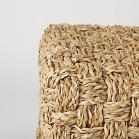 Adele - Medium Brown Seagrass Woven Square Pouf