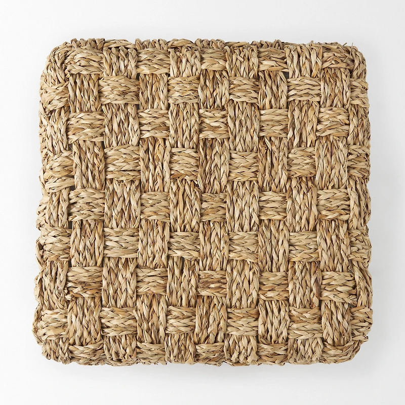 Adele - Medium Brown Seagrass Woven Square Pouf