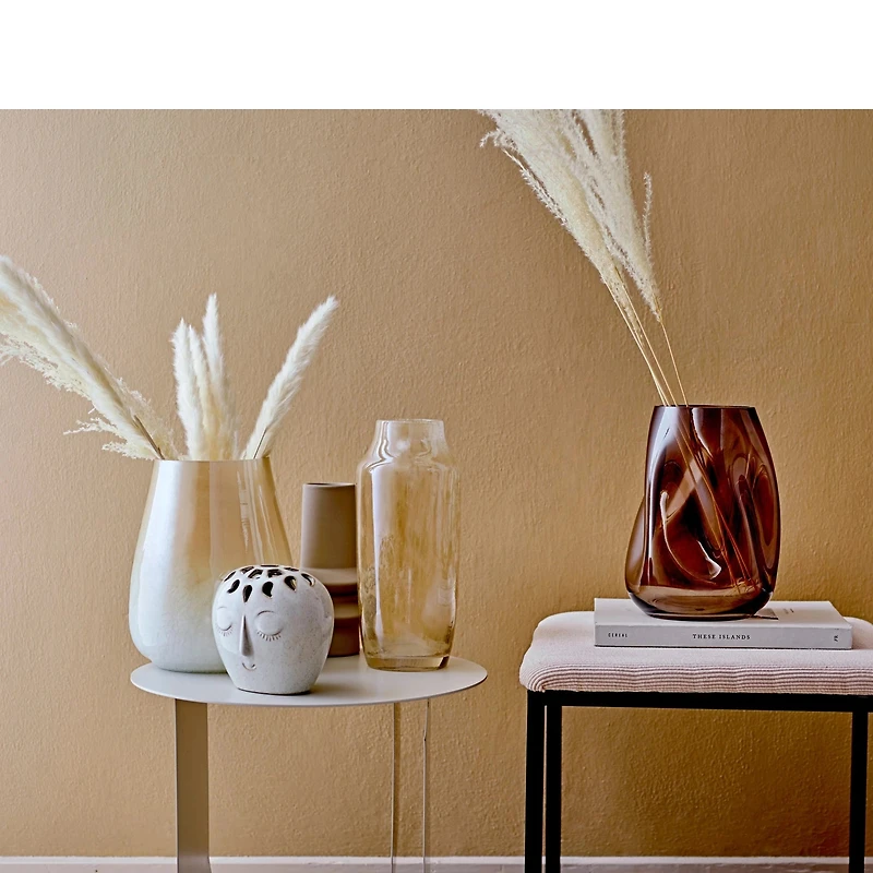 Stoneware Vase with Embossed Face