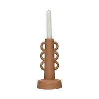 Stoneware Taper Holder w/ Handles, Sand Finish