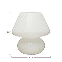 Blown Glass Table Lamp w/ Inline Switch, White