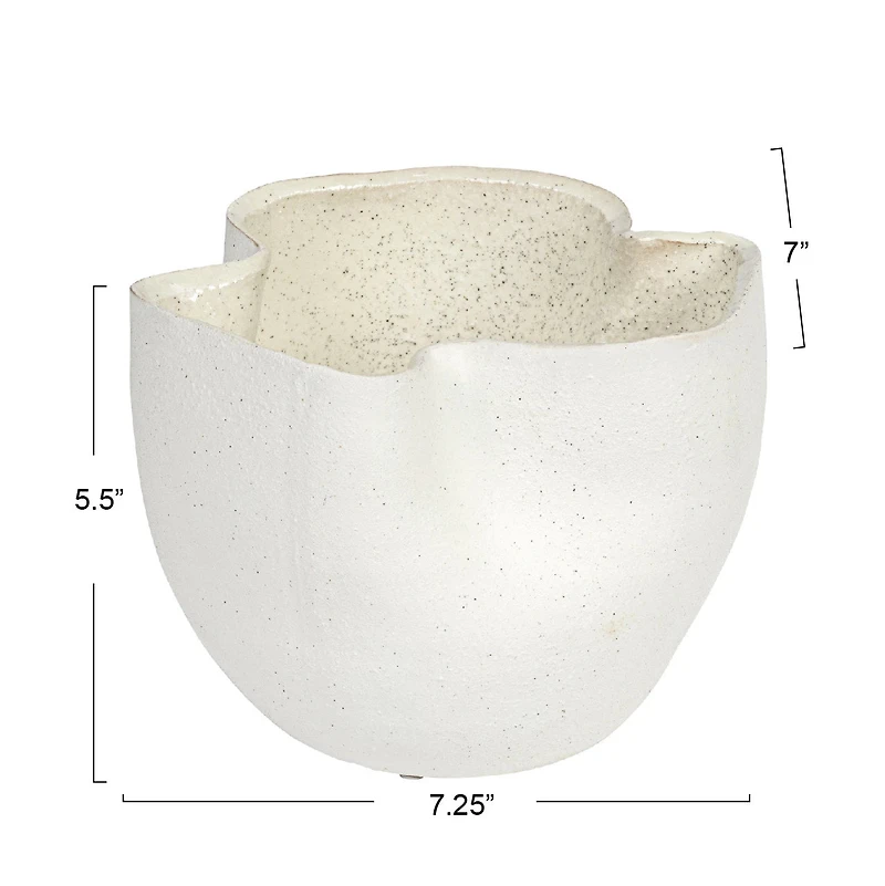 Stoneware Ruffled Planter, Reactive Glaze