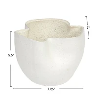 Stoneware Ruffled Planter, Reactive Glaze