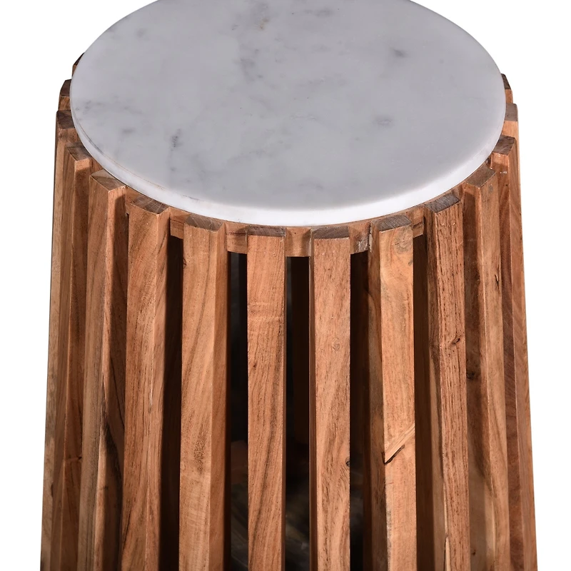 Alder Round Marble End Table Natural