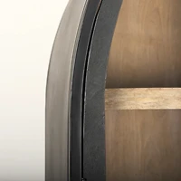 Sloan Dark Wood W/Black Metal Frame Arch Cabinet