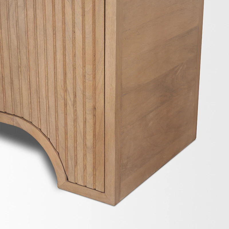 Sorina Reverse Fluted Light Brown Wood Curio Cabinet