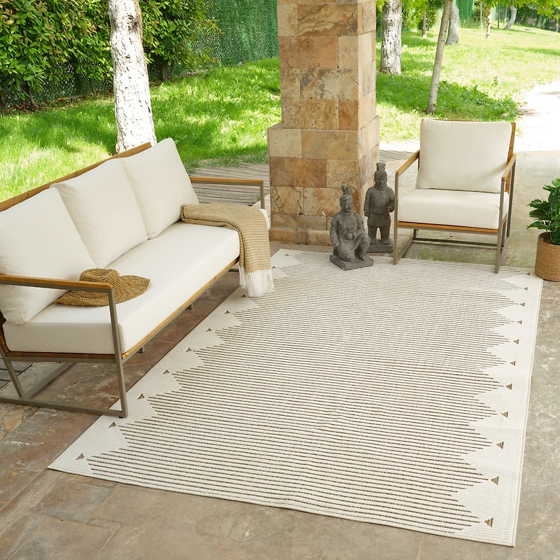 Aurora Beige Tribal Stripe Rug – 5 x 7'
