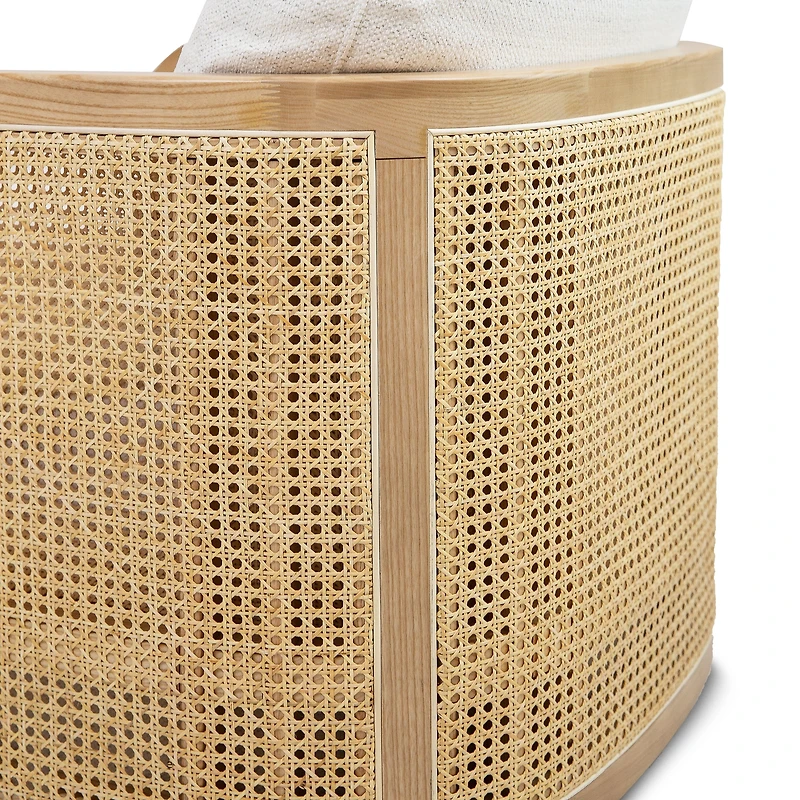 Becca Solid Oak Wood and Fabric Swivel Accent Chair - Prestige Natural