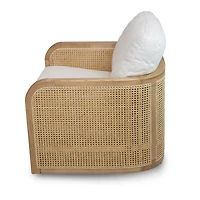 Becca Solid Oak Wood and Fabric Swivel Accent Chair - Prestige Natural