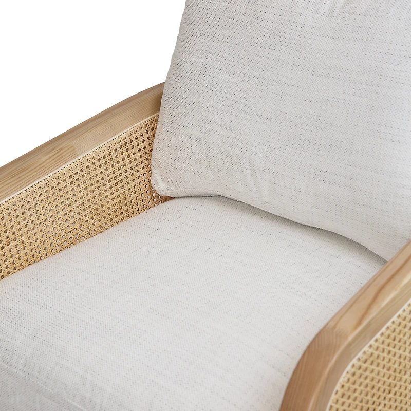 Becca Solid Oak Wood and Fabric Swivel Accent Chair - Prestige Natural