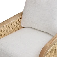 Becca Solid Oak Wood and Fabric Swivel Accent Chair - Prestige Natural