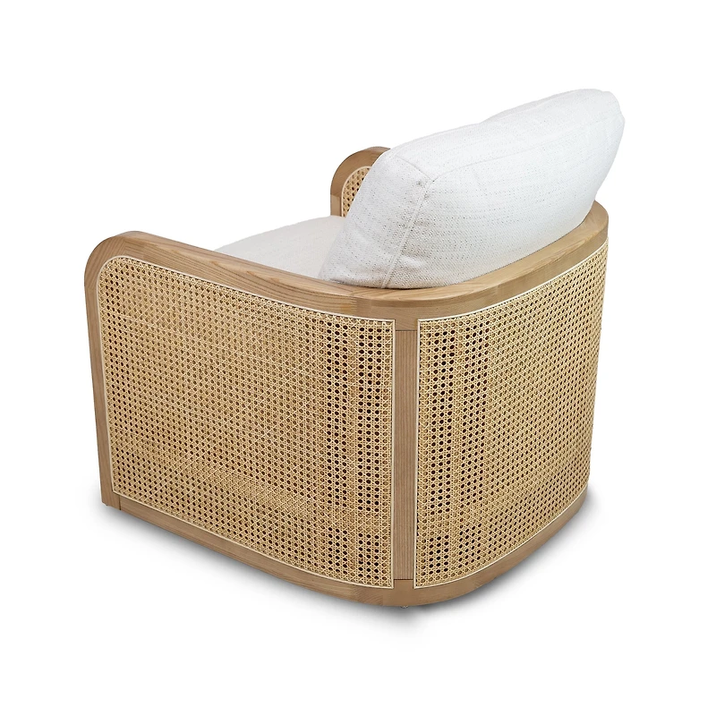 Becca Solid Oak Wood and Fabric Swivel Accent Chair - Prestige Natural
