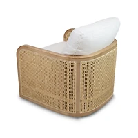 Becca Solid Oak Wood and Fabric Swivel Accent Chair - Prestige Natural
