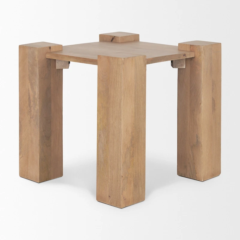 Beth Light Brown Wood Square Accent Table