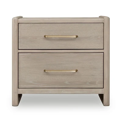 Bjorn 2 Drawer Oak Wood Nightstand in Chai