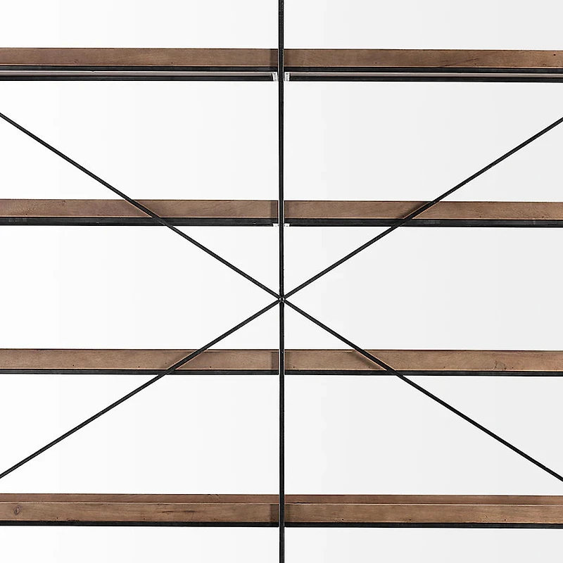 Trey IV 80L x 16W x 87.5H Medium  Brown Wood and Iron Five Tray Shelf  Shelving Unit