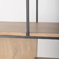 Morris Light Brown Wood w/ Black Metal Frame 6-Tier Shelving Unit