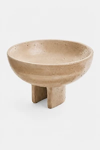 BOWL LARGE PEDESTAL CEMENT TRAVERTINE LOOK BEIGE