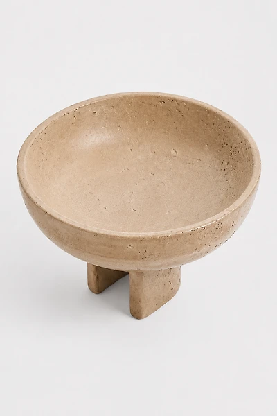 BOWL LARGE PEDESTAL CEMENT TRAVERTINE LOOK BEIGE