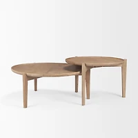 Cleaver (Set of 2) 40" & 31" Round Brown Solid Wood Nesting Coffee Tables