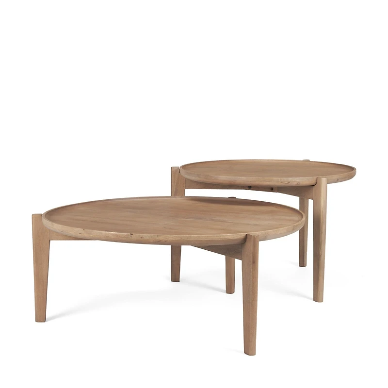 Cleaver (Set of 2) 40" & 31" Round Brown Solid Wood Nesting Coffee Tables