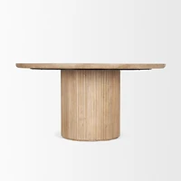 Terra 60L x 60W Light Brown Wood Round Fluted Dining Table