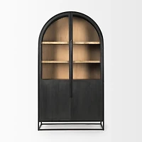 Sloan Dark Wood W/Black Metal Frame Arch Cabinet