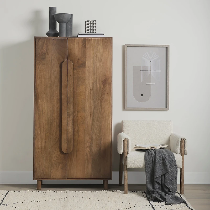 Astrid Medium Brown Solid Wood Armoire