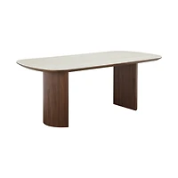Hola Ceramic-Top Walnut Pedestal Dining Table