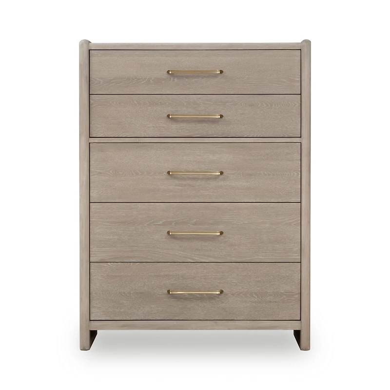 Bjorn Five Drawer Oak Wood Chest in Chai