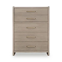 Bjorn Five Drawer Oak Wood Chest in Chai