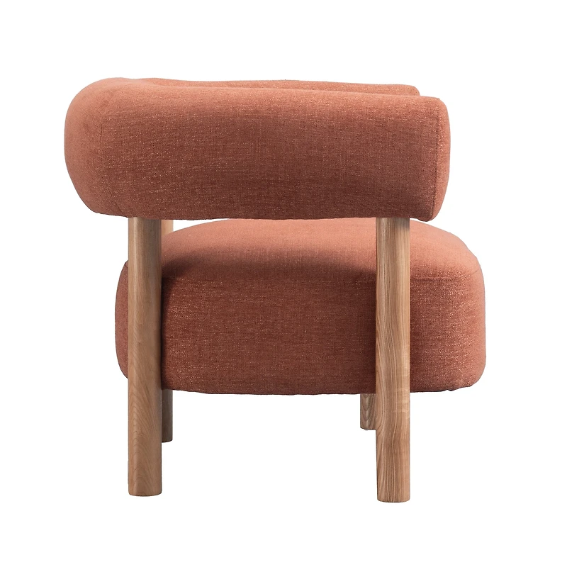 Dagny Accent Chair – Warm Textured Fabric & Natural Wood Frame