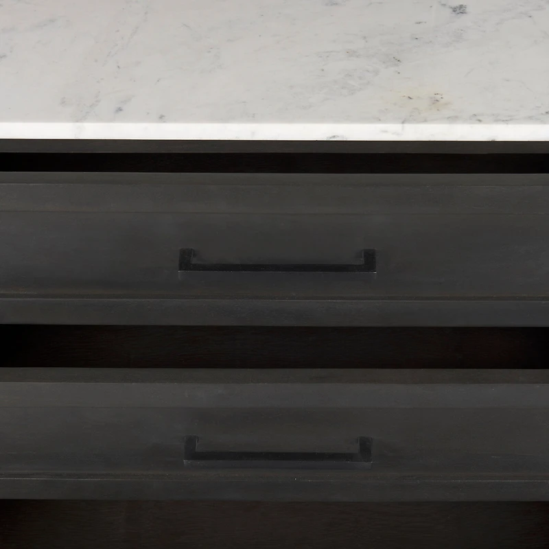 Divina Black-Brown Wood w/ White Marble Top and Black Metal Base Sideboard