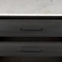 Divina Black-Brown Wood w/ White Marble Top and Black Metal Base Sideboard