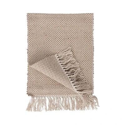 Woven Jute and Cotton Table Runner with Fringe