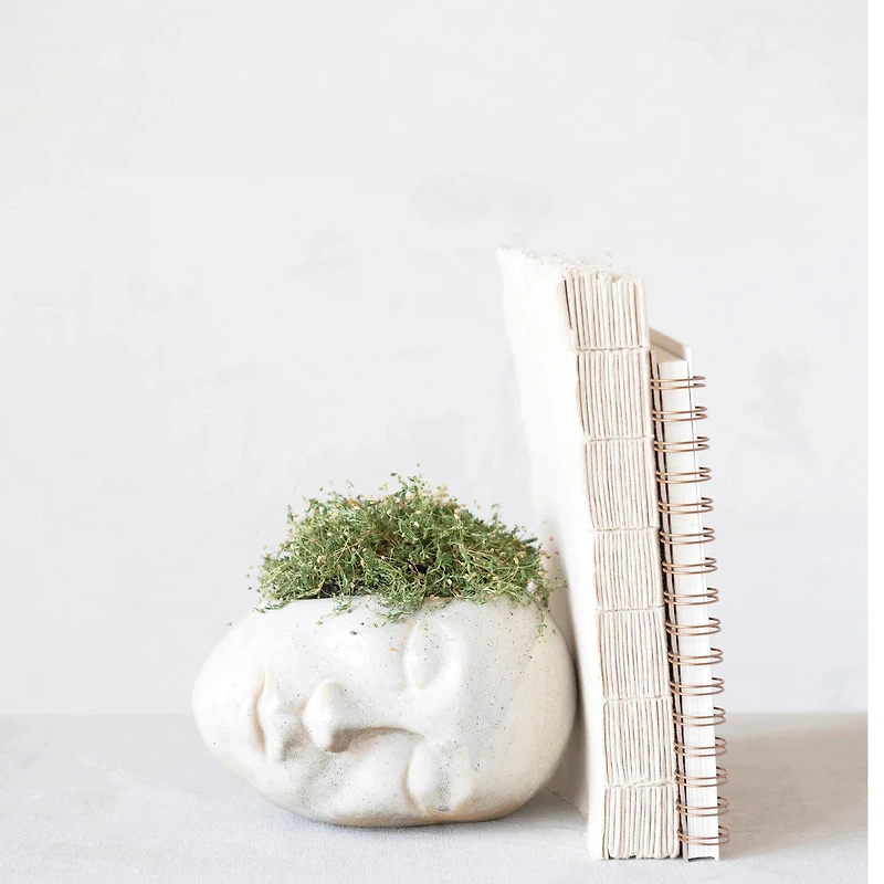 Stoneware Face Planter, Reactive Glaze