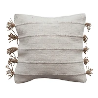 Woven Jute & Cotton Dhurrie Pillow w/ Tassels, Polyester Fill