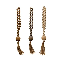 Wood Beads w/ Jute Rope Tassel