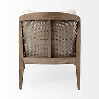 Emil Light Brown Wood W/ Cream Fabric Seat and Cane Back Accent Chair