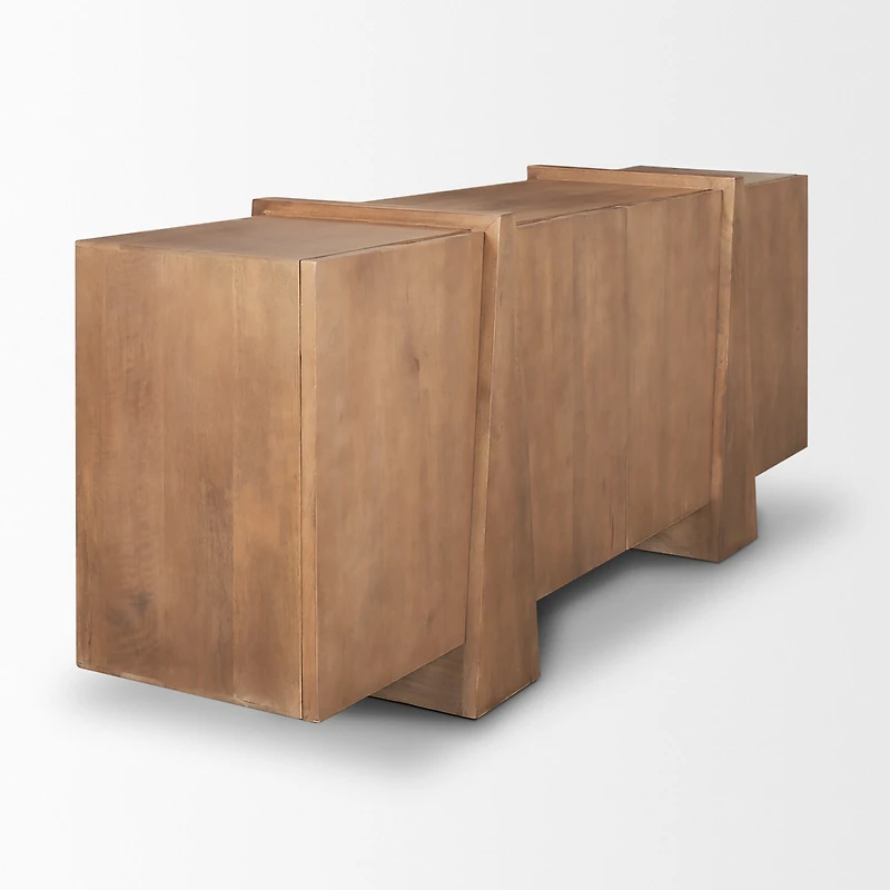 Eula Medium Brown Wood 4-Door Sideboard