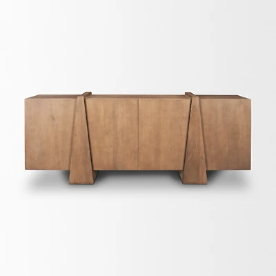 Eula Medium Brown Wood 4-Door Sideboard