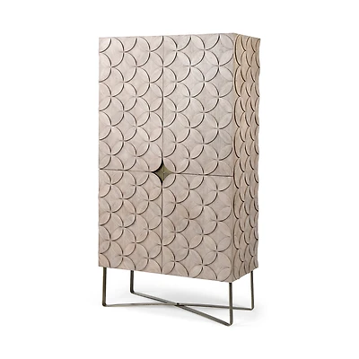Excelsior II 68.1" H Light Brown Wood Gold Iron Base Storage Cabinet